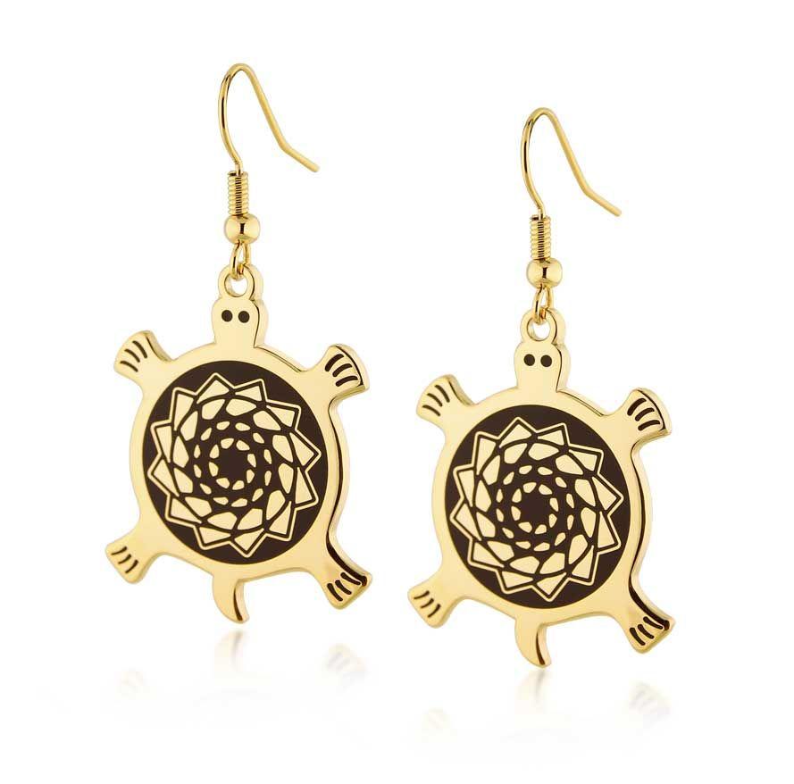 Pinecone Patchwork Turtle Earring (Gold Tone)-LumbeeJewelry.com