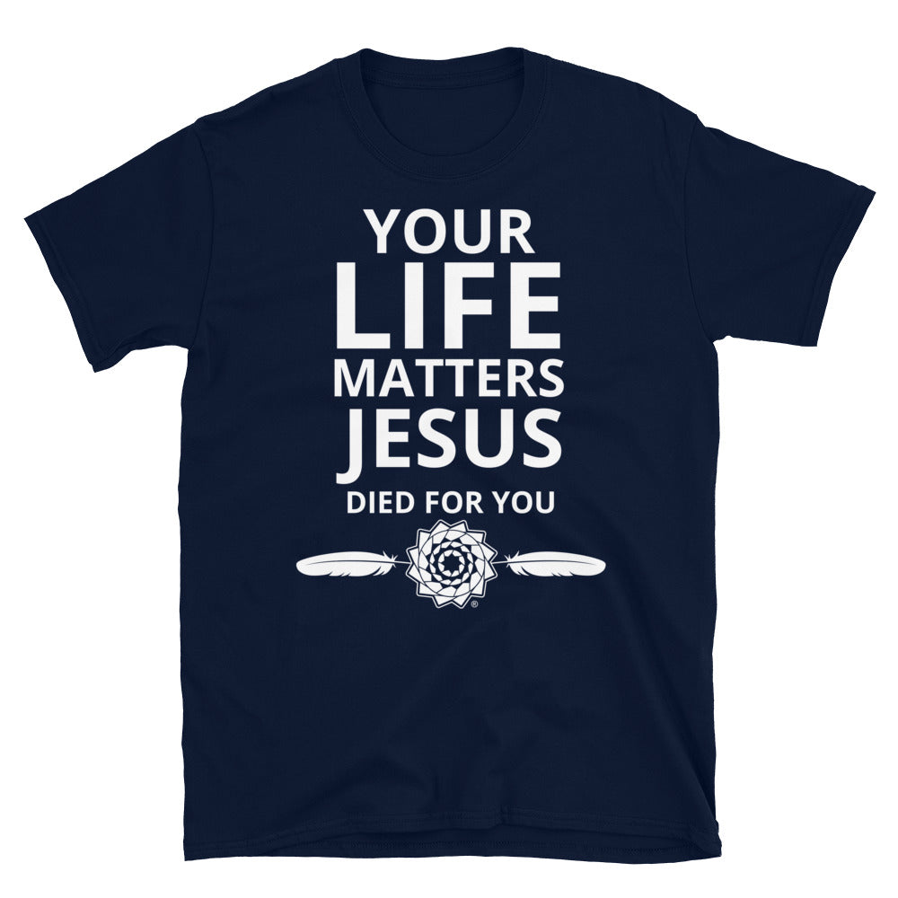 Pinecone Patchwork Jesus Died for You Short-Sleeve Unisex T-Shirt