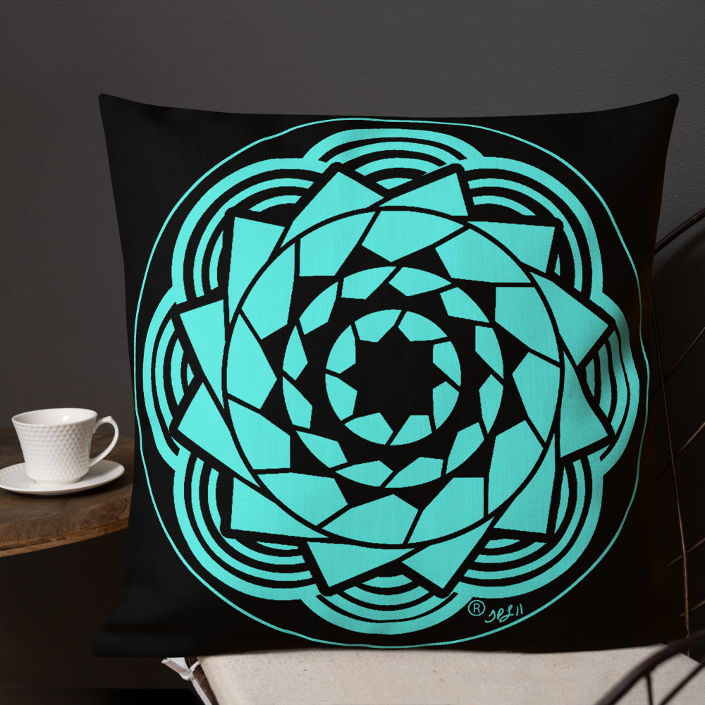 Pinecone Patchwork Premium Pillow Black / Teal