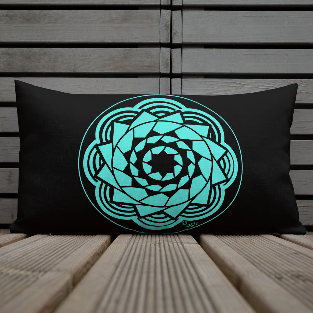 Pinecone Patchwork Premium Pillow Black / Teal