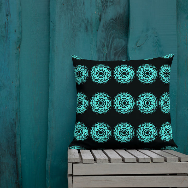 Pinecone Patchwork Premium Pillow Black / Teal