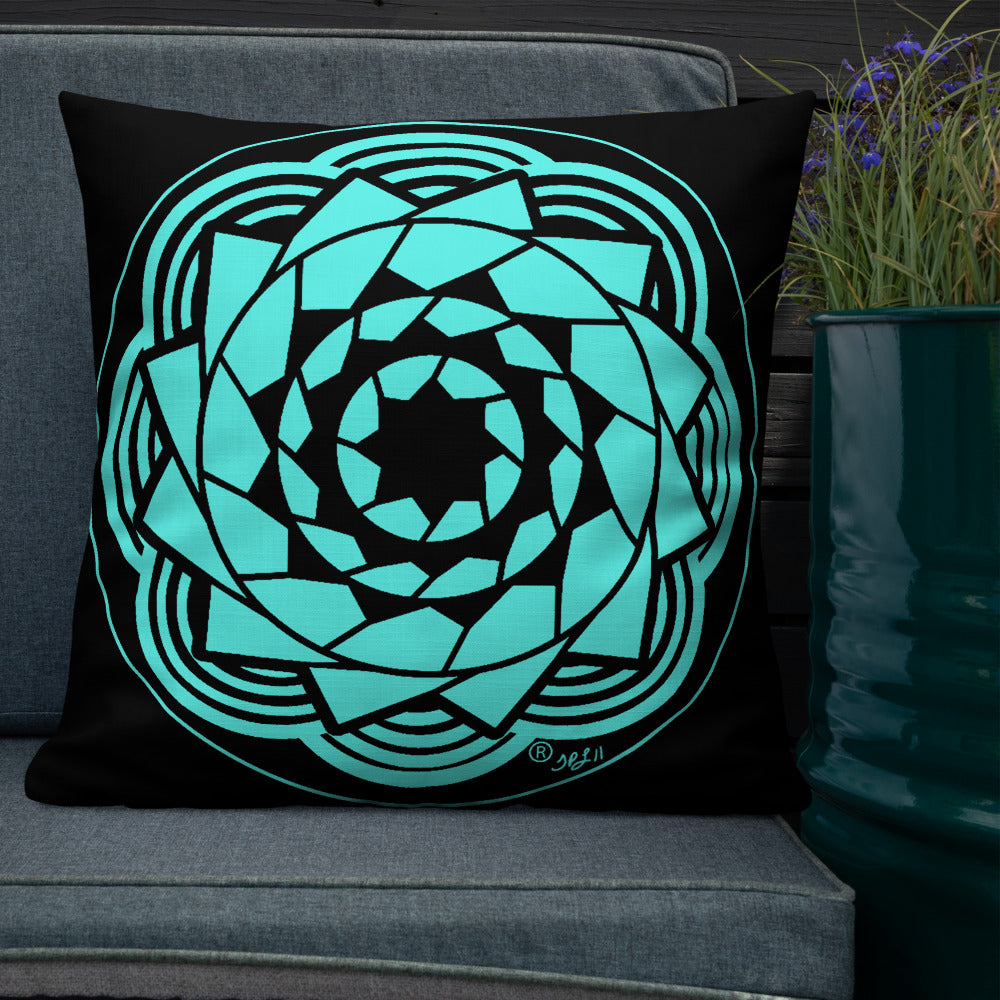 Pinecone Patchwork Premium Pillow Black / Teal