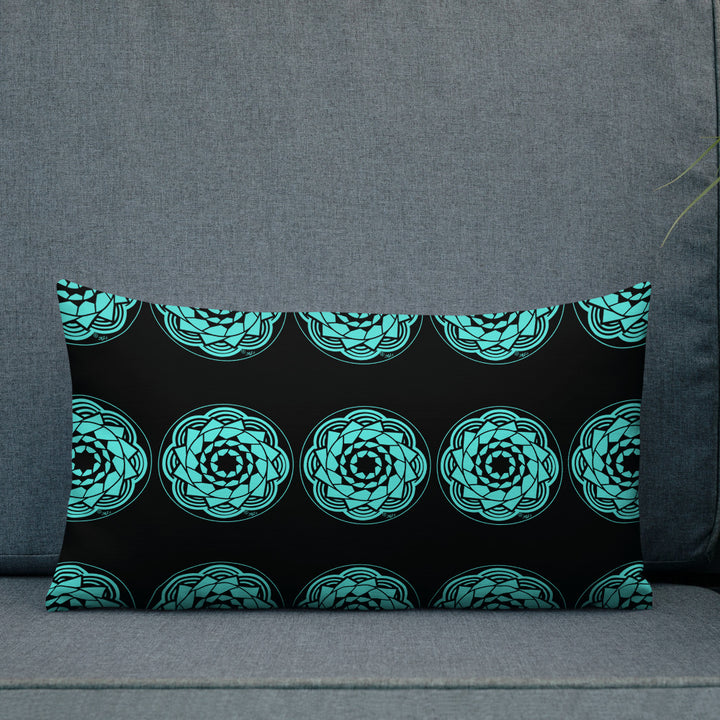 Pinecone Patchwork Premium Pillow Black / Teal