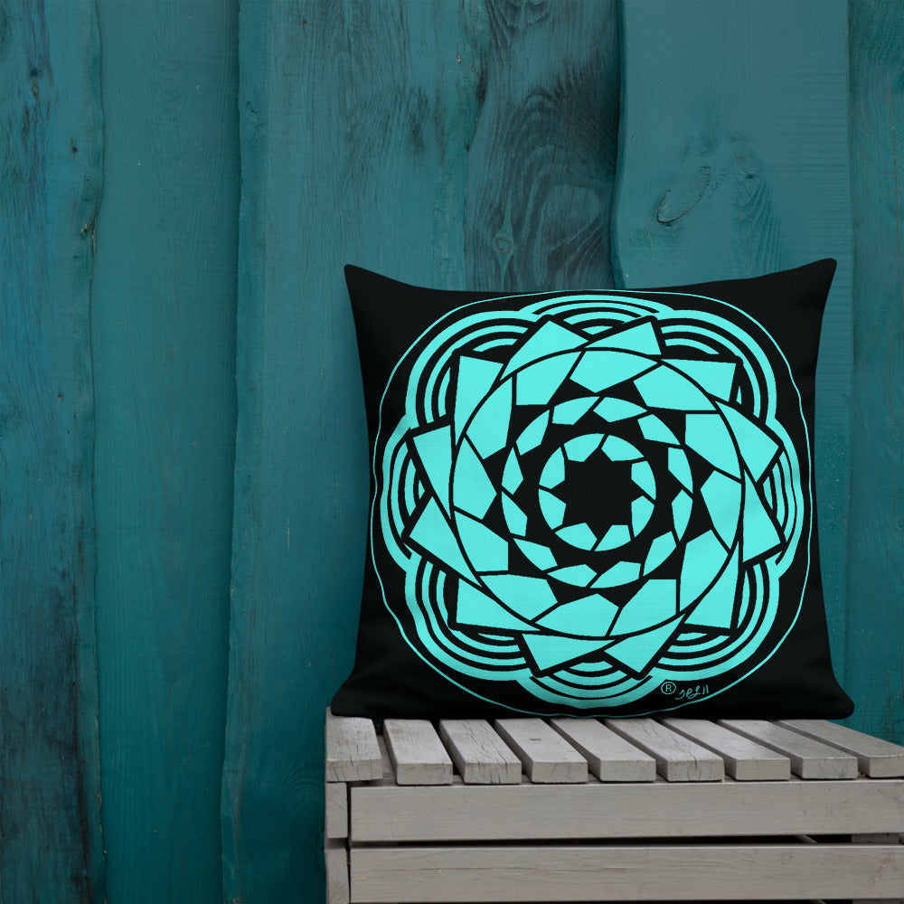 Pinecone Patchwork Premium Pillow Black / Teal