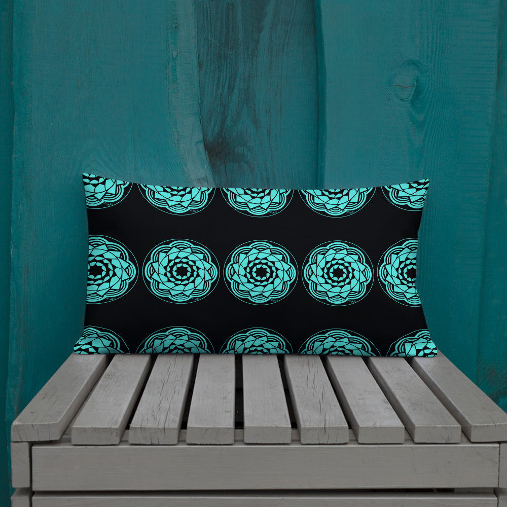 Pinecone Patchwork Premium Pillow Black / Teal