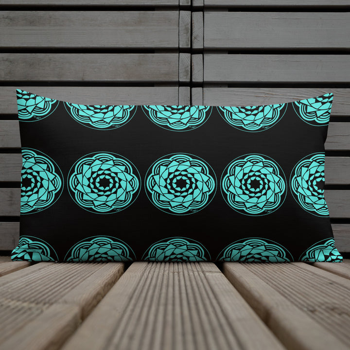 Pinecone Patchwork Premium Pillow Black / Teal