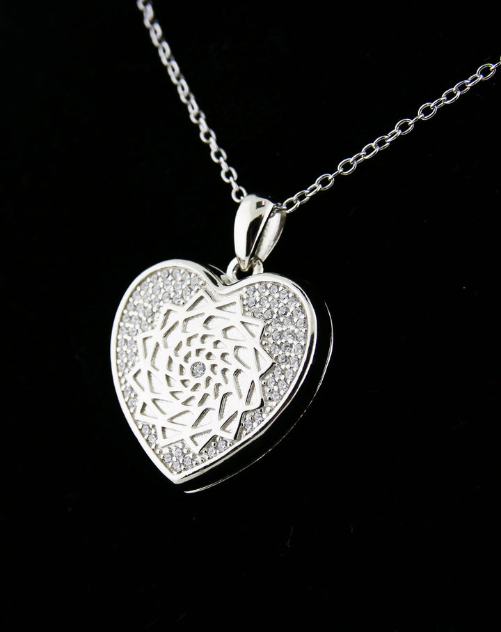 Pinecone Patchwork Locket Heart Sterling-LumbeeJewelry.com