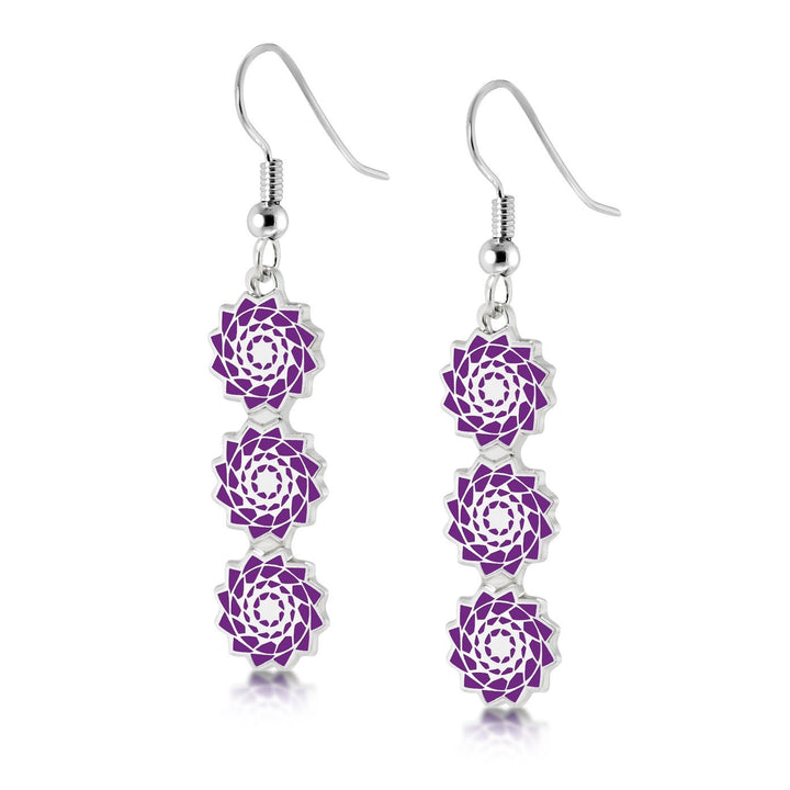 Pinecone Patchwork Trinity Earring (Purple)-LumbeeJewelry.com