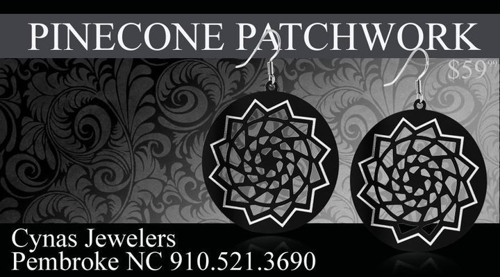 Pinecone Patchwork Black Disc Earring Large-LumbeeJewelry.com