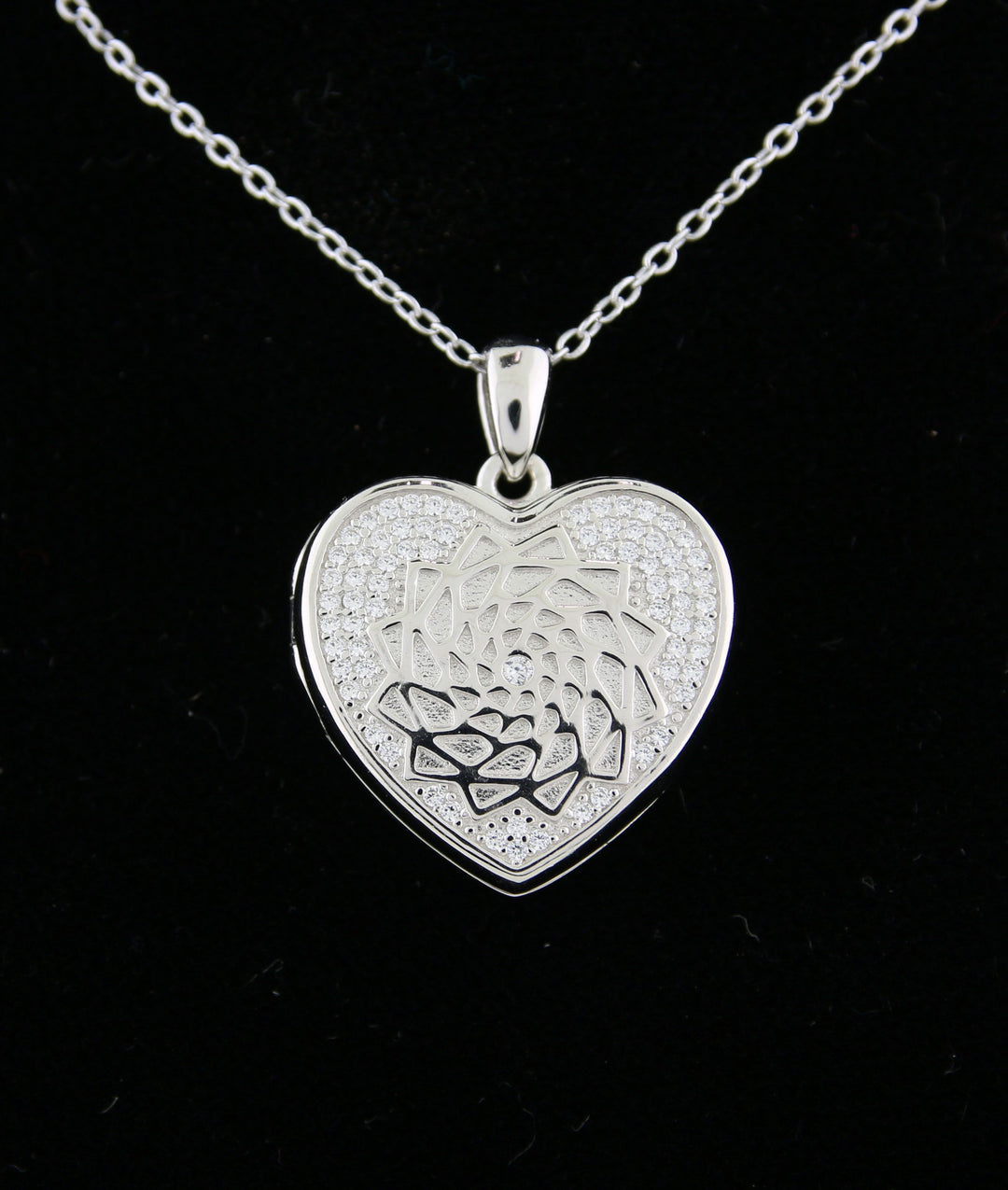 Pinecone Patchwork Locket Heart Sterling-LumbeeJewelry.com