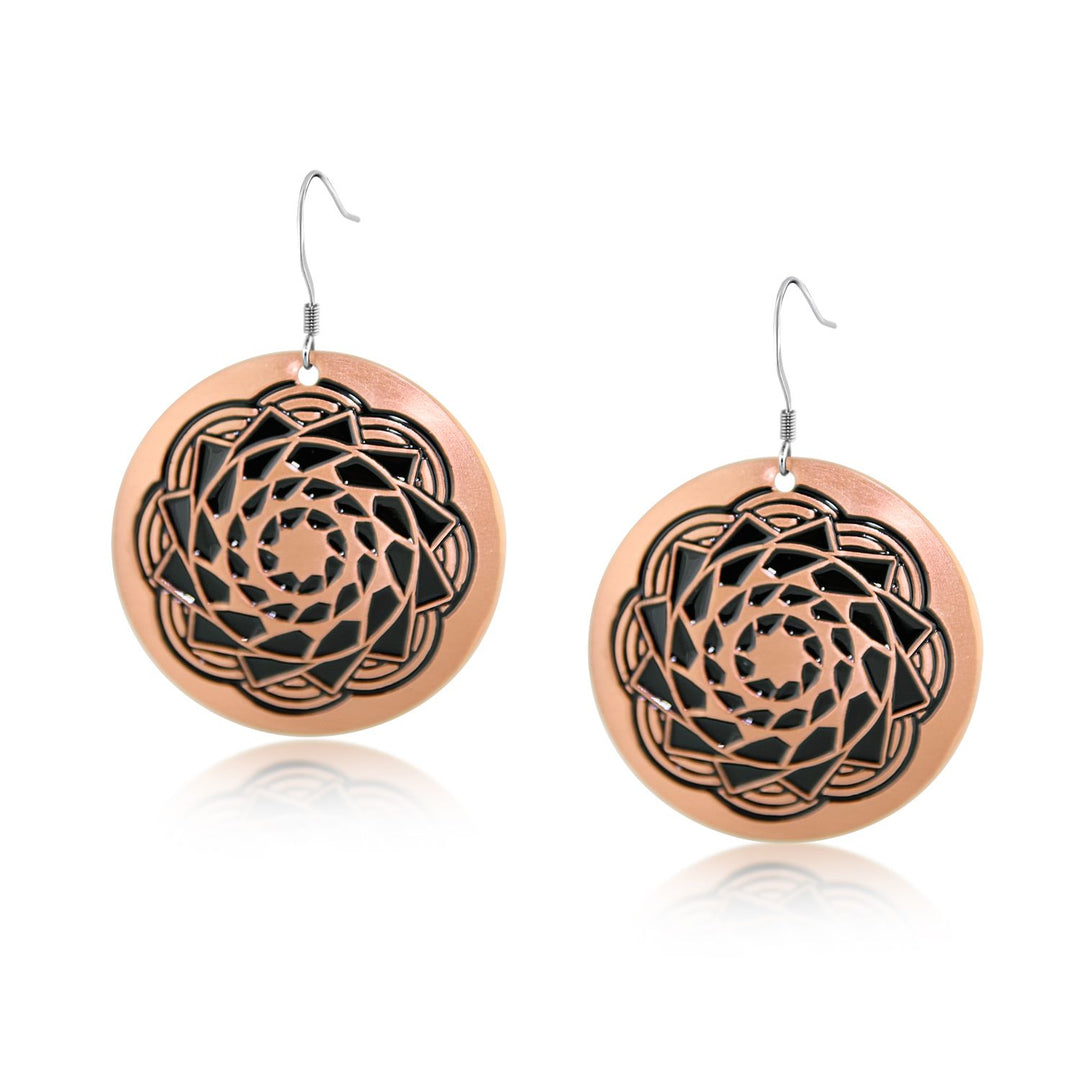 Copper Pinecone Patchwork Earring Black