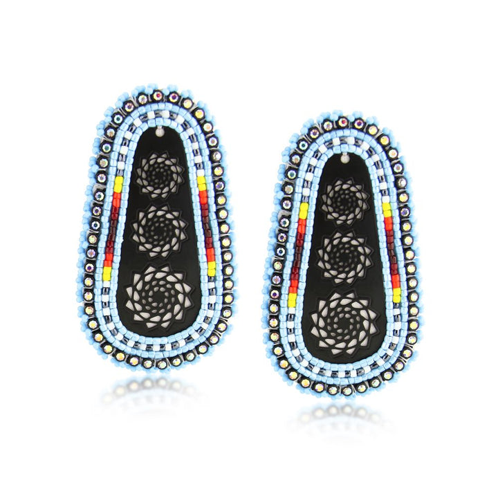 Hand Beaded Earrings Black Turquoise