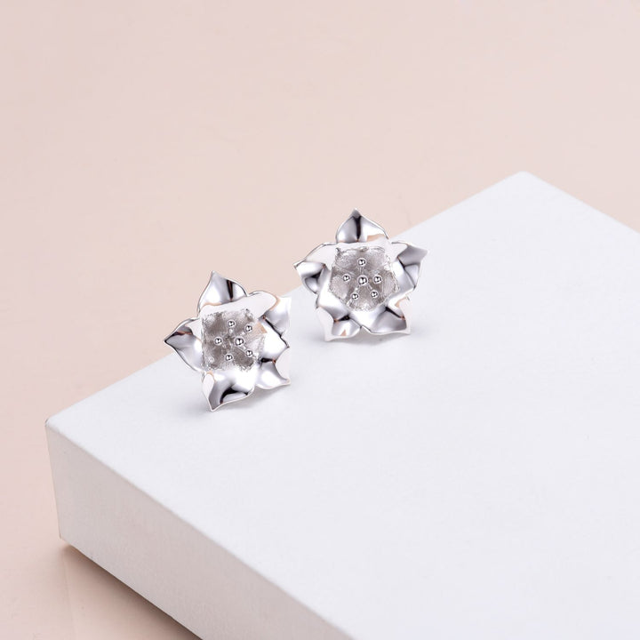 Tobacco Blossom Stud Earrings Sterling-LumbeeJewelry.com