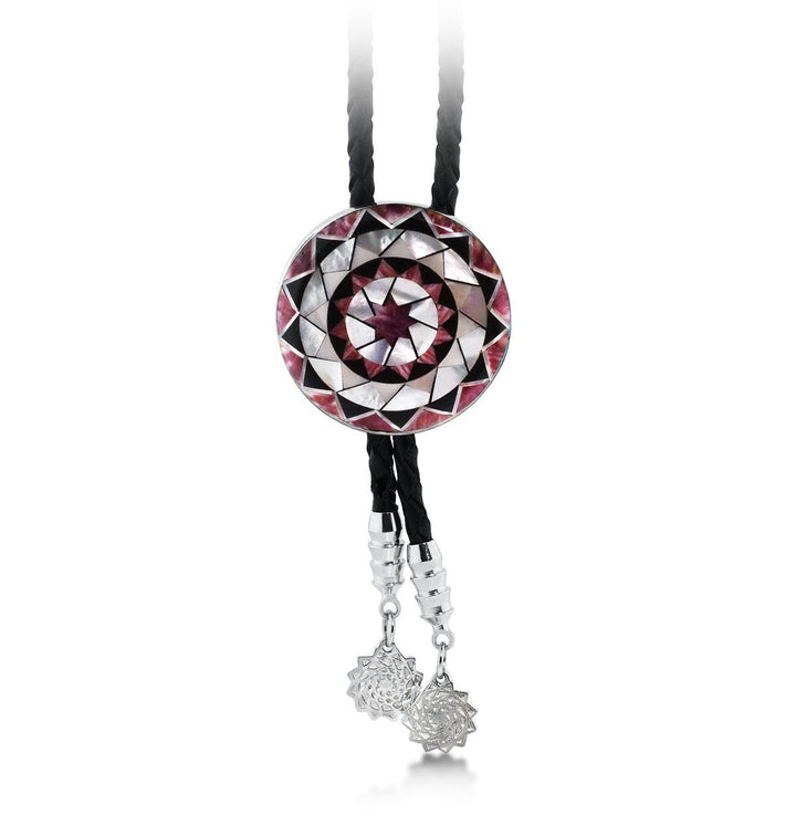 Pinecone Patchwork Inlay Bolo Sterling-LumbeeJewelry.com