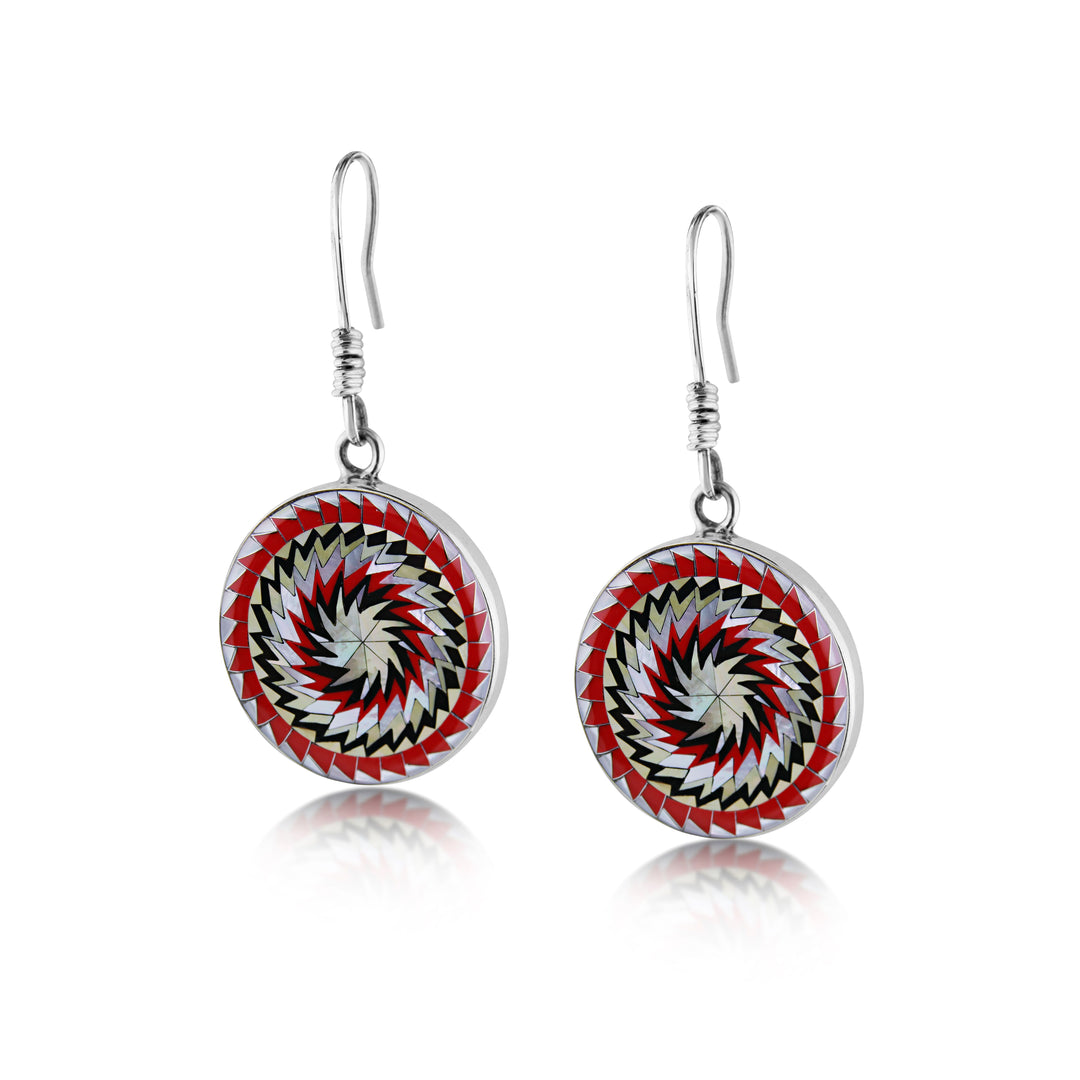 Pinecone Patchwork Inlay Tribal Earrings-LumbeeJewelry.com