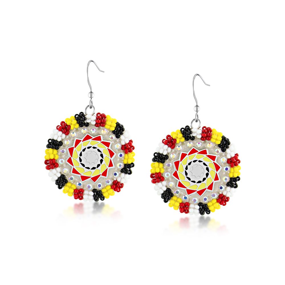 Hand Beaded Earrings SM Rd Tribal-LumbeeJewelry.com