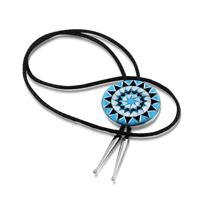 Pinecone Patchwork Inlay Bolo Sterling Turquoise