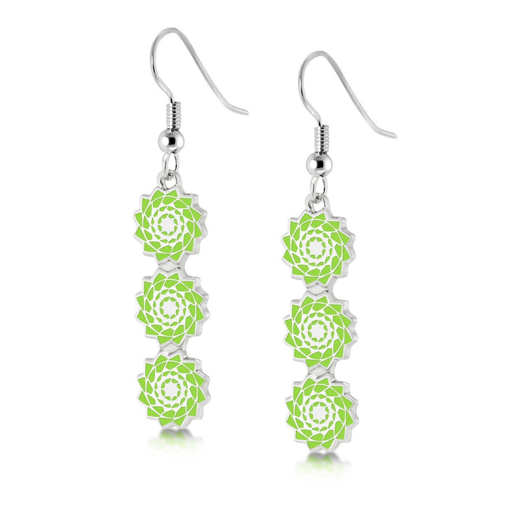 Pinecone Patchwork Trinity Earring (Lime Green)-LumbeeJewelry.com