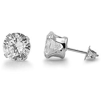 Stainless Studs CZ Round Earrings 8mm