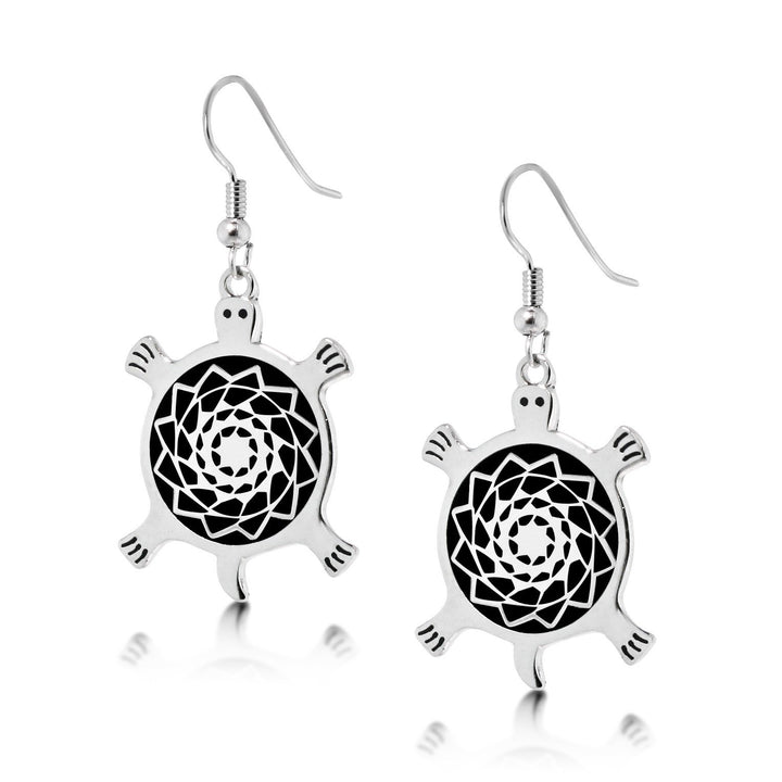 Pinecone Patchwork Turtle Earring (Black)-LumbeeJewelry.com