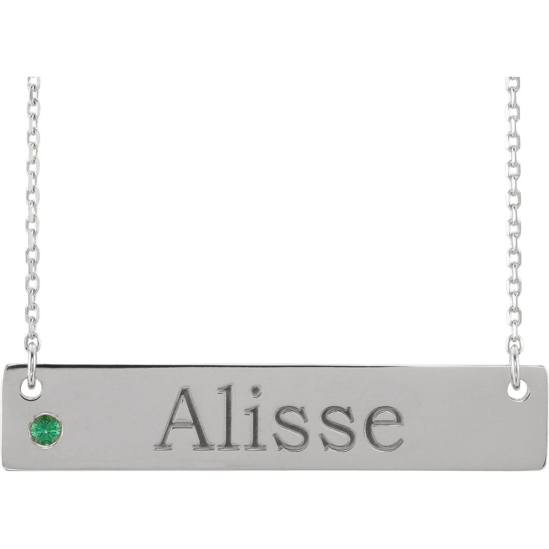 Sterling Silver Engravable Necklace with Birthstone 18in-LumbeeJewelry.com