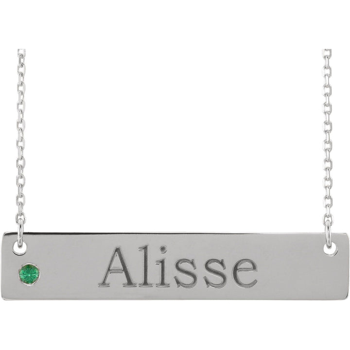 Sterling Silver Engravable Necklace with Birthstone 18in-LumbeeJewelry.com