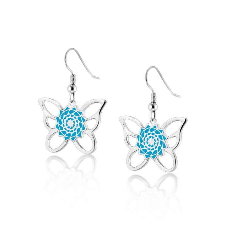 Pinecone Patchwork Butterfly Earring (Turquoise)-LumbeeJewelry.com