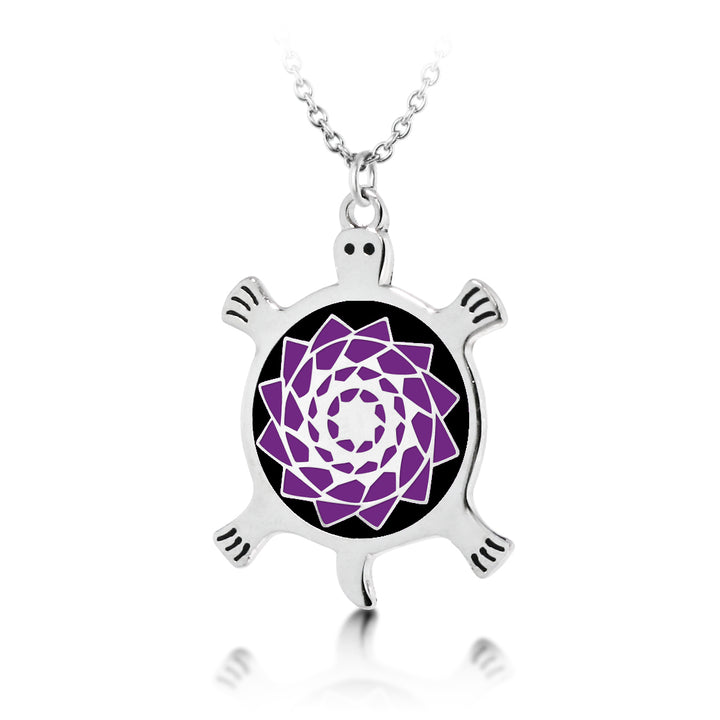 Pinecone Patchwork Turtle Pendant (Purple) - LumbeeJewelry.com