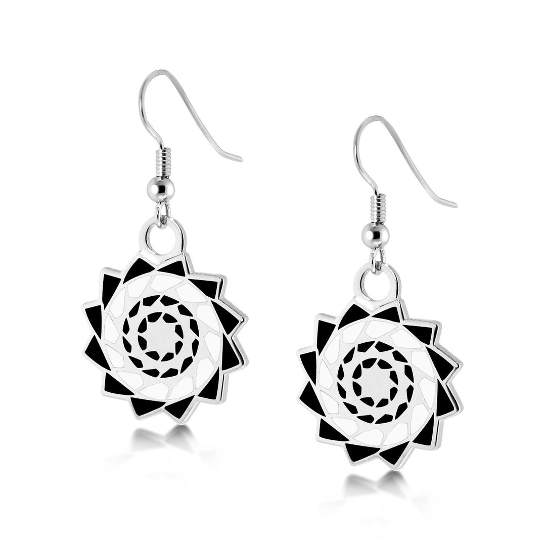 Pinecone Patchwork Earring (Black/White)-LumbeeJewelry.com