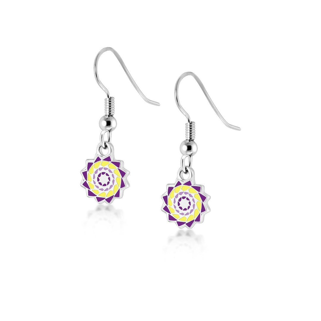 Pinecone Patchwork Children Earring (Purple/Yellow)-LumbeeJewelry.com