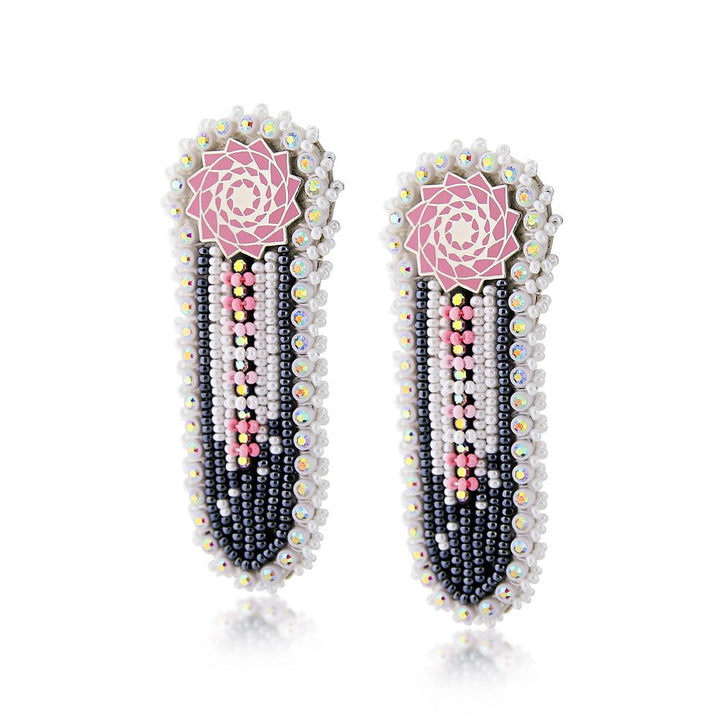 Hand Beaded Earrings Pink