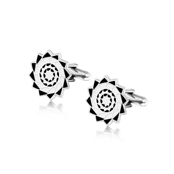 Pinecone Patchwork Cuff Links (Black/White)