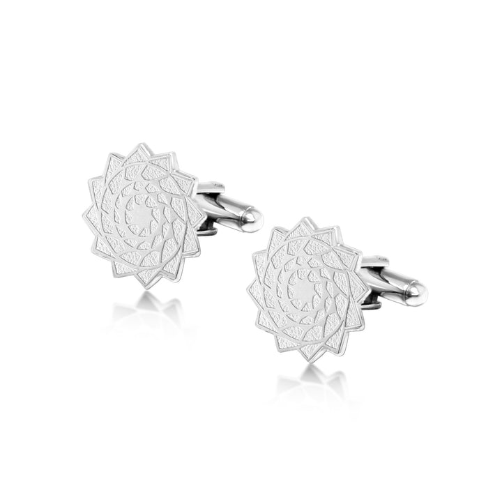 Pinecone Patchwork Cuff Links (Silver)-LumbeeJewelry.com