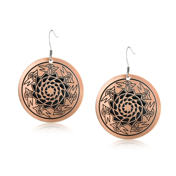 Copper Woodpecker Pinecone Patchwork Earring-LumbeeJewelry.com