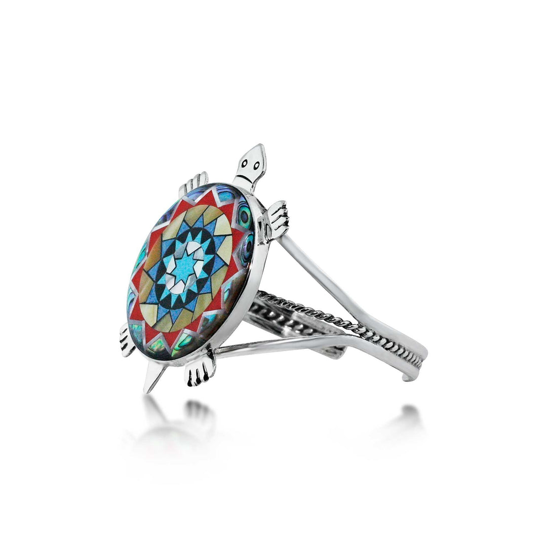 Pinecone Patchwork Inlay Bracelet Turtle Puna Sterling