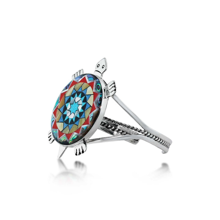 Pinecone Patchwork Inlay Bracelet Turtle Puna Sterling