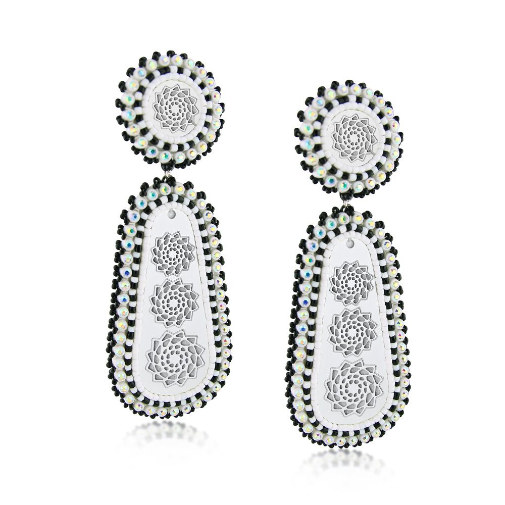 Hand Beaded Earrings Double White-LumbeeJewelry.com