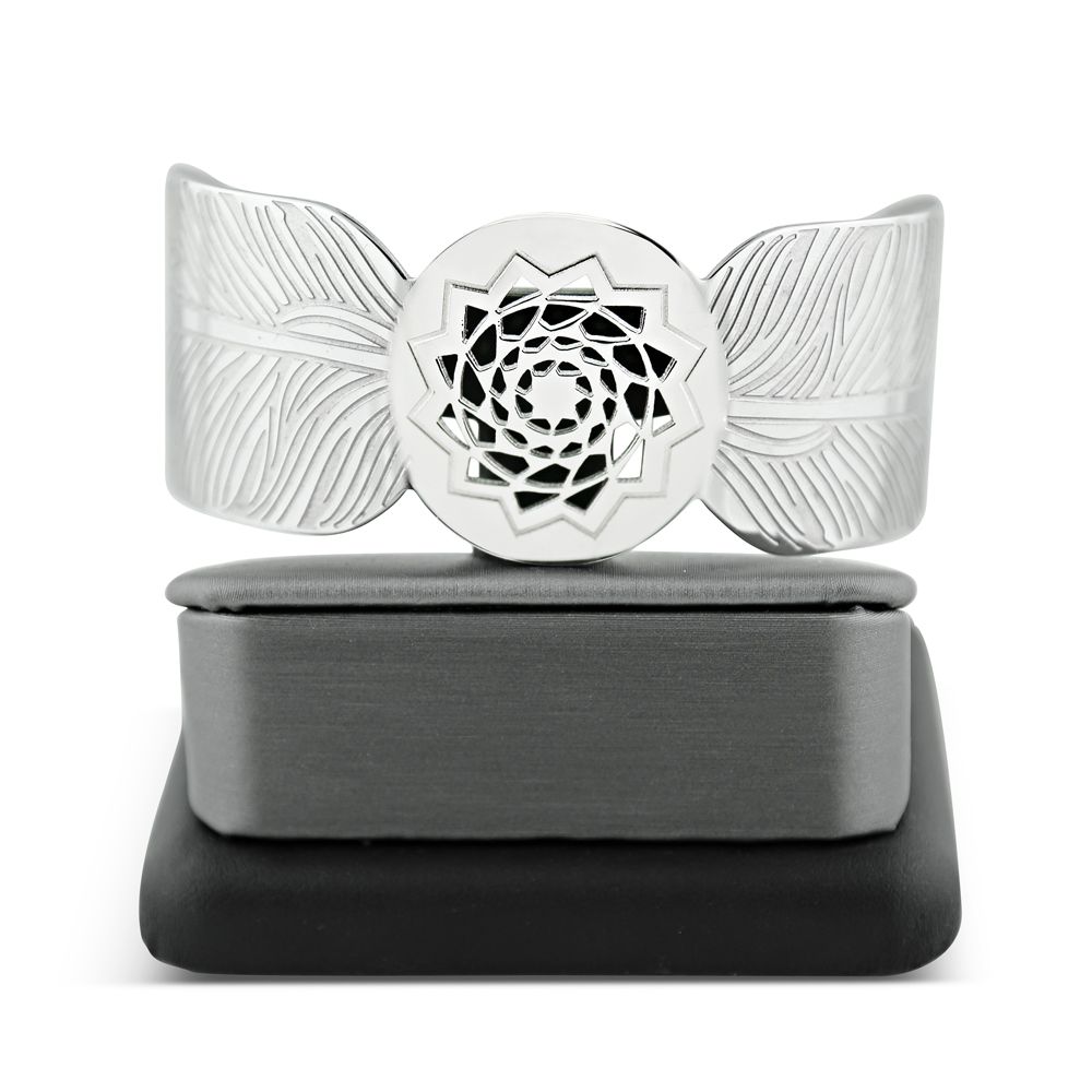 Pinecone Patchwork Feather Cuff Bracelet Stainless-LumbeeJewelry.com